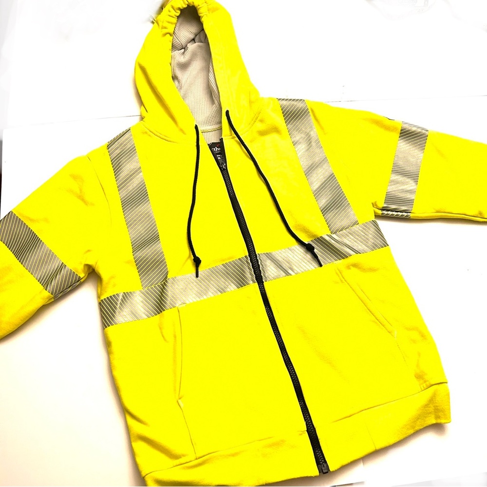 Mens Bulwark FR neon yellow full zip hooded flame resistant jacket S